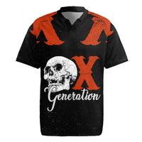 Generation X Skull Rugby Jersey Retro Distressed Grunge Edgy Nostalgia