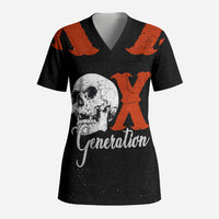 Generation X Skull Scrub Top Retro Distressed Grunge Edgy Nostalgia