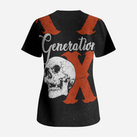 Generation X Skull Scrub Top Retro Distressed Grunge Edgy Nostalgia