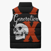 Generation X Skull Sleeveless Puffer Jacket Retro Distressed Grunge Edgy Nostalgia