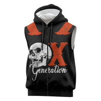 Generation X Skull Sleeveless Zip Hoodie Retro Distressed Grunge Edgy Nostalgia