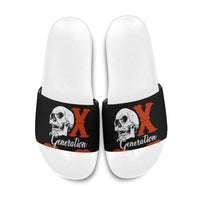 Generation X Skull Slide Sandals Retro Distressed Grunge Edgy Nostalgia