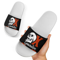 Generation X Skull Slide Sandals Retro Distressed Grunge Edgy Nostalgia