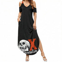 Generation X Skull Summer Maxi Dress Retro Distressed Grunge Edgy Nostalgia