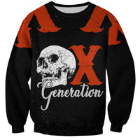 Generation X Skull Sweatshirt Retro Distressed Grunge Edgy Nostalgia