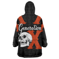 Generation X Skull Wearable Blanket Hoodie Retro Distressed Grunge Edgy Nostalgia