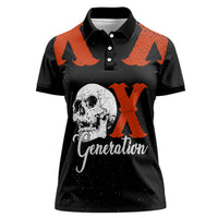 Generation X Skull Women Polo Shirt Retro Distressed Grunge Edgy Nostalgia
