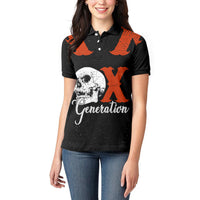 Generation X Skull Women Polo Shirt Retro Distressed Grunge Edgy Nostalgia
