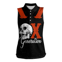 Generation X Skull Women Sleeveless Polo Shirt Retro Distressed Grunge Edgy Nostalgia