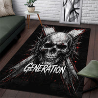 Generation X Skull Area Rug Distressed Heavy Metal Grunge