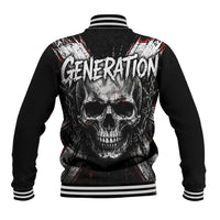 Generation X Skull Baseball Jacket Distressed Heavy Metal Grunge