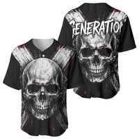 Generation X Skull Baseball Jersey Distressed Heavy Metal Grunge