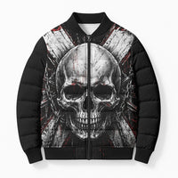 Generation X Skull Bomber Puffer Jacket Distressed Heavy Metal Grunge