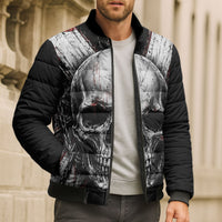 Generation X Skull Bomber Puffer Jacket Distressed Heavy Metal Grunge