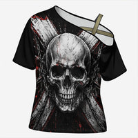 Generation X Skull Cross Shoulder Shirt Distressed Heavy Metal Grunge