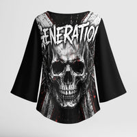 Generation X Skull Kimono Sleeve Blouse Distressed Heavy Metal Grunge