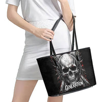 Generation X Skull Leather Tote Bag Distressed Heavy Metal Grunge