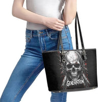 Generation X Skull Leather Tote Bag Distressed Heavy Metal Grunge
