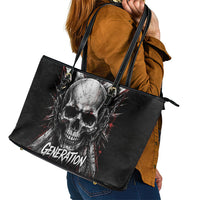 Generation X Skull Leather Tote Bag Distressed Heavy Metal Grunge