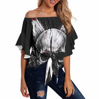 Generation X Skull Off Shoulder Wrap Waist Top Distressed Heavy Metal Grunge