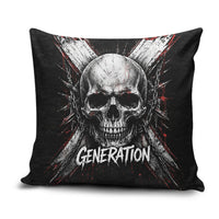 Generation X Skull Pillow Cover Distressed Heavy Metal Grunge