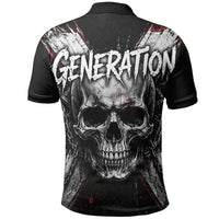 Generation X Skull Polo Shirt Distressed Heavy Metal Grunge