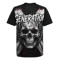 Generation X Skull Rugby Jersey Distressed Heavy Metal Grunge