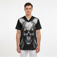 Generation X Skull Scrub Top Distressed Heavy Metal Grunge