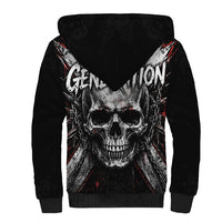 Generation X Skull Sherpa Hoodie Distressed Heavy Metal Grunge