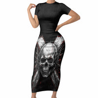 Generation X Skull Short Sleeve Bodycon Dress Distressed Heavy Metal Grunge