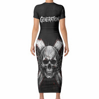Generation X Skull Short Sleeve Bodycon Dress Distressed Heavy Metal Grunge