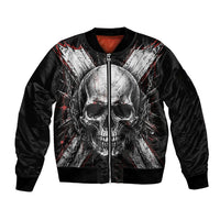 Generation X Skull Sleeve Zip Bomber Jacket Distressed Heavy Metal Grunge