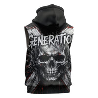 Generation X Skull Sleeveless Hoodie Distressed Heavy Metal Grunge
