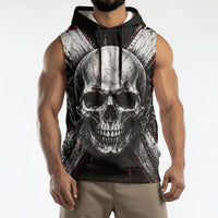 Generation X Skull Sleeveless Hoodie Distressed Heavy Metal Grunge