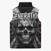 Generation X Skull Sleeveless Puffer Jacket Distressed Heavy Metal Grunge