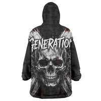 Generation X Skull Wearable Blanket Hoodie Distressed Heavy Metal Grunge