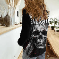 Generation X Skull Women Casual Shirt Distressed Heavy Metal Grunge