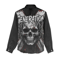 Generation X Skull Women Casual Shirt Distressed Heavy Metal Grunge