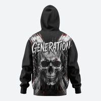 Generation X Skull Zip Hoodie Distressed Heavy Metal Grunge