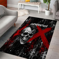 Generation X Mohawk Skull Area Rug Distressed Punk Rock Grunge