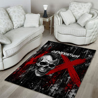Generation X Mohawk Skull Area Rug Distressed Punk Rock Grunge