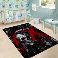 Generation X Mohawk Skull Area Rug Distressed Punk Rock Grunge