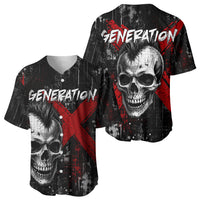 Generation X Mohawk Skull Baseball Jersey Distressed Punk Rock Grunge
