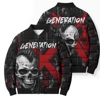Generation X Mohawk Skull Bomber Puffer Jacket Distressed Punk Rock Grunge