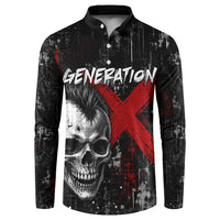 Generation X Mohawk Skull Button Sweatshirt Distressed Punk Rock Grunge