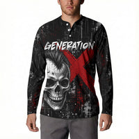 Generation X Mohawk Skull Button Sweatshirt Distressed Punk Rock Grunge
