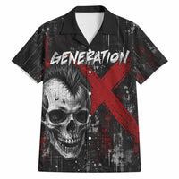 Generation X Mohawk Skull Hawaiian Shirt Distressed Punk Rock Grunge