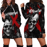 Generation X Mohawk Skull Hoodie Dress Distressed Punk Rock Grunge