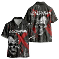 Generation X Mohawk Skull Kid Hawaiian Shirt Distressed Punk Rock Grunge