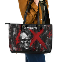 Generation X Mohawk Skull Leather Tote Bag Distressed Punk Rock Grunge
